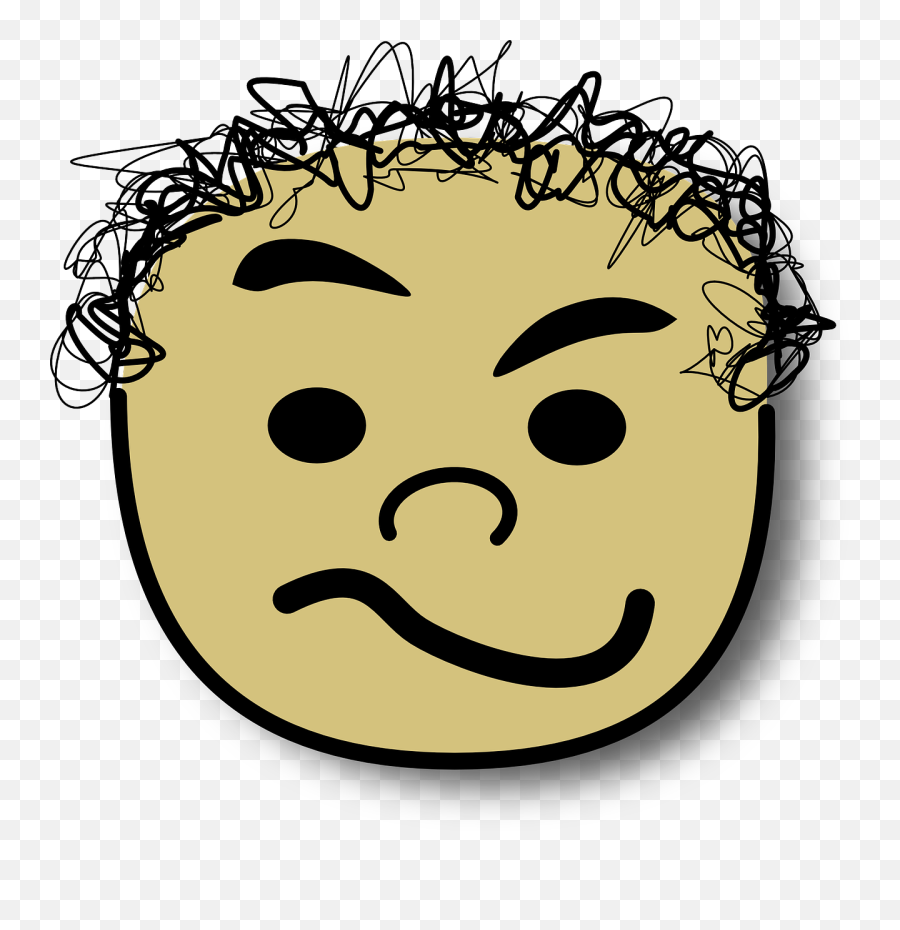 Emoticon Head Smiley Png Clipart - Curly Hair Cartoon Boy Emoji,Stick Figure Emoticon Faces