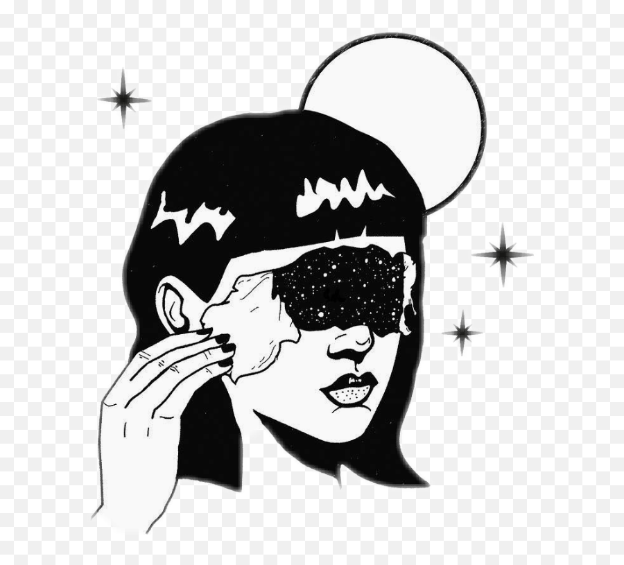 Space Black Art Tumblr Blackandwhite Sticker By Emoji,Space Emoji Art