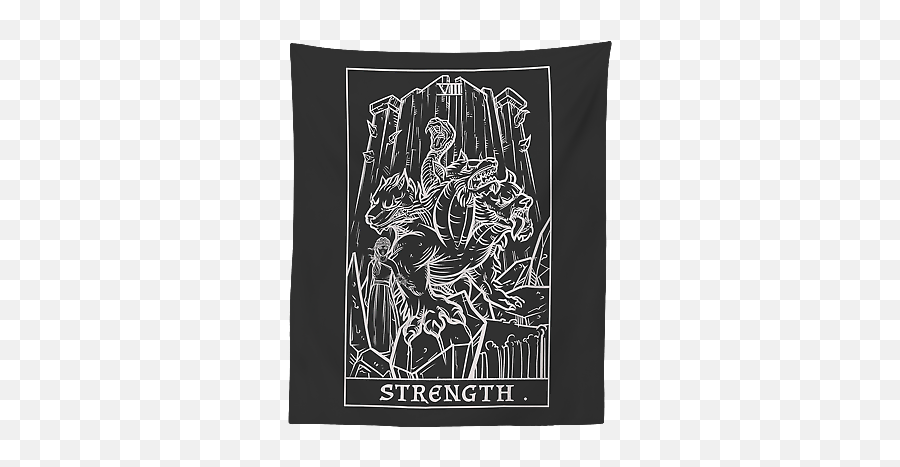 Strength Tarot Card Tapestry Cerberus - Strength Tarot Card Art Emoji,Goddess Of Emotion