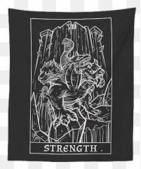 Strength Tarot Card Tapestry Cerberus - Strength Tarot Card Art Emoji,Goddess Of Emotion