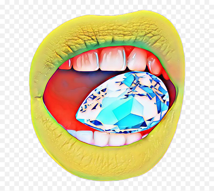 Diamond Mouth Lips Lipstick Sticker - Wide Grin Emoji,Emoticon Speller