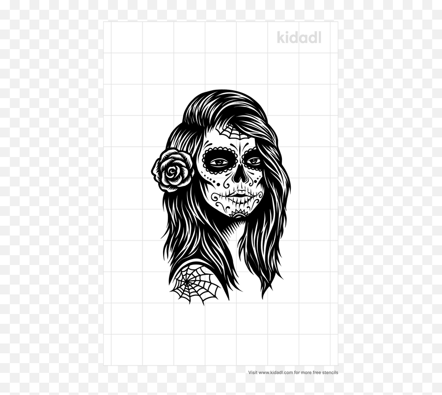 Day Of The Dead Clown Tattoo Stencils Free Printable - Girl Skull Emoji,Sugar On Top Emojis