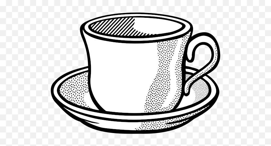 Vector Drawing Of Wavy Tea Cup - Clipart Cup Plate Png Emoji,Cup Of Hot Tea Emoji