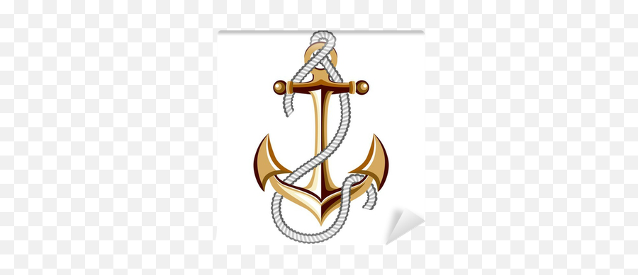Gold Anchor With Rope Wall Mural - Gold Anchor With Rope Emoji,Nautical Emojis Anchor