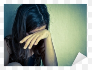 Lonely Girl Crying With A Hand Covering Her Face Sticker Emoji,Crying Emoticon Sticker