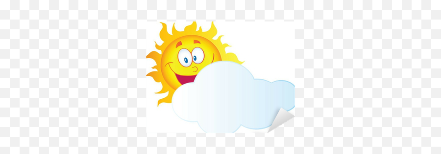 Sticker Happy Sun Cartoon Character Hiding Behind Cloud Emoji,Happy Sunshine Emoji
