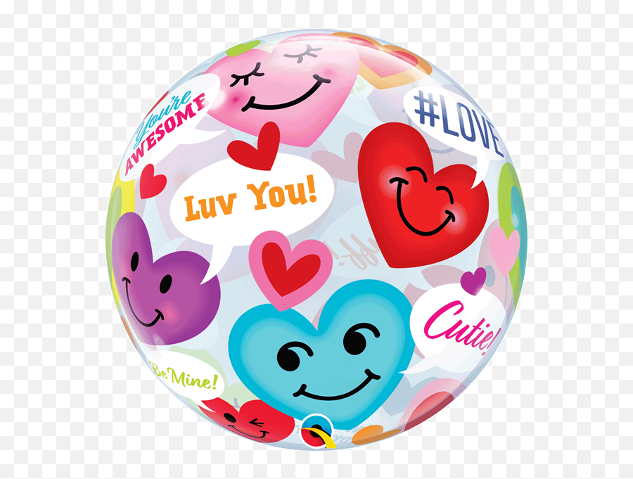 Valentines Smiley Hearts Bubble - Balloon Emoji,Heart Sparkle Emoji Balloon