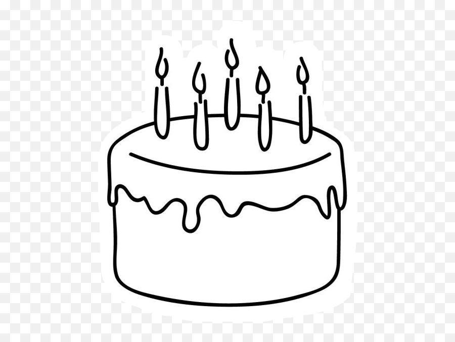 Birthday Cake Sticker - Cartoon Simple Birthday Cake Emoji,Birthday Emoji Black And White