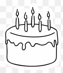 Birthday Cake Sticker - Cartoon Simple Birthday Cake Emoji,Birthday Emoji Black And White