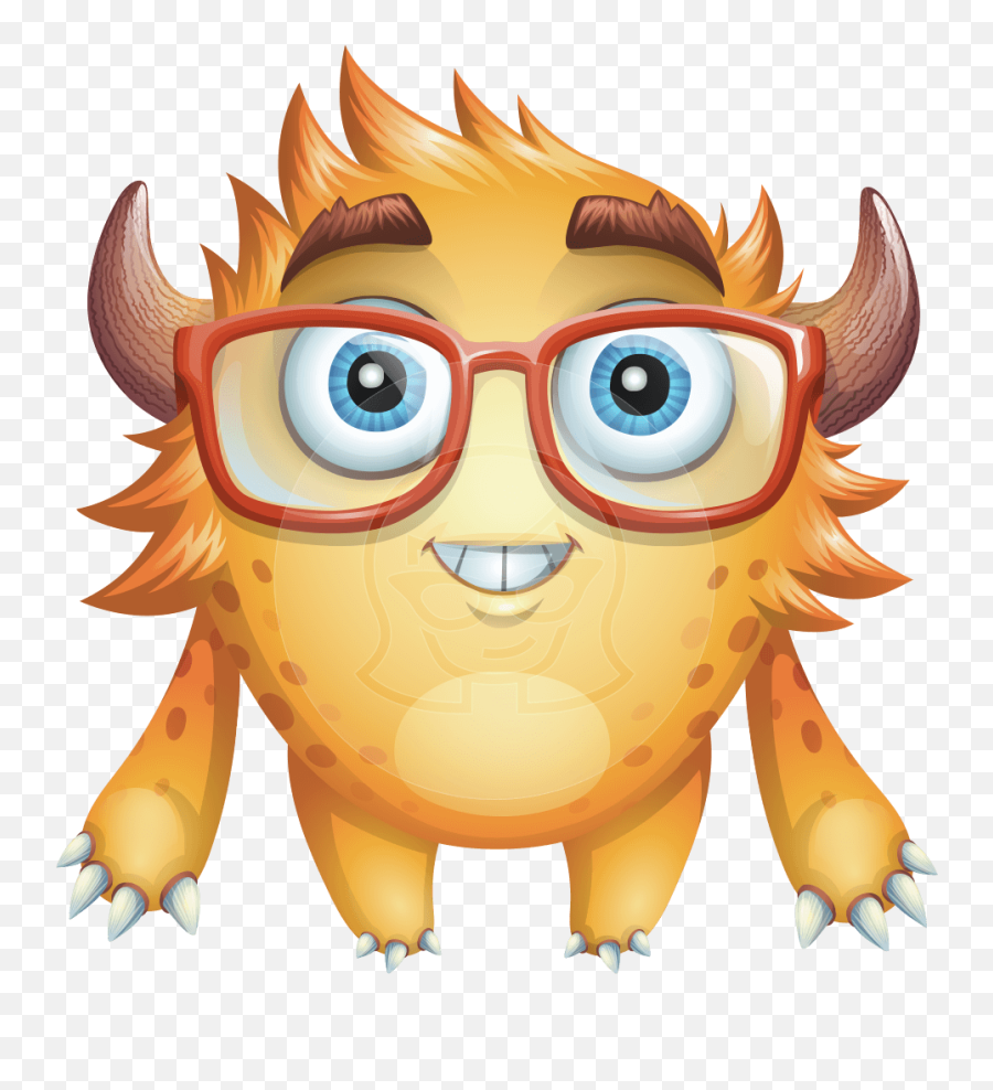 Cute Monster With Horns Cartoon Vector Character Graphicmama - Fictional Character Emoji,Emotion Lolipop3.0