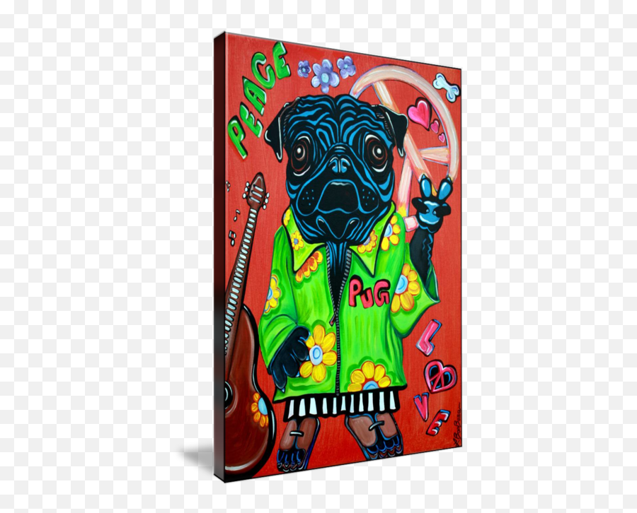 Pugs Love Peace By Laura Barbosa Emoji,Abstract Pug Emotion