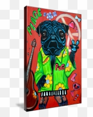 Pugs Love Peace By Laura Barbosa Emoji,Abstract Pug Emotion