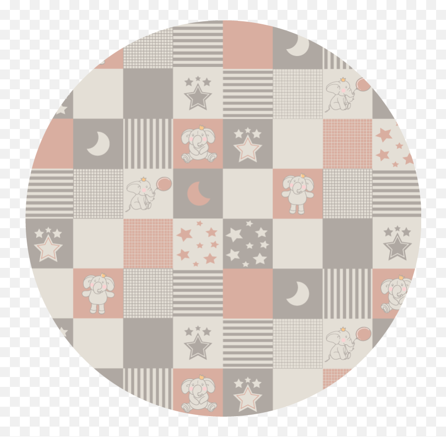 Circular Nordic Tiles Elephants Kids - Rug Emoji,Emojis Decorations For One Room