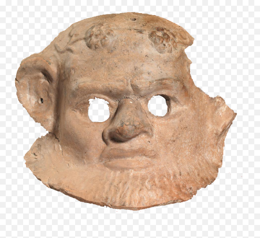 Clay Theatrical Mask In The Form Of Papposilenus - Artifact Emoji,Emotions Art Mask