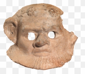 Clay Theatrical Mask In The Form Of Papposilenus - Artifact Emoji,Emotions Art Mask