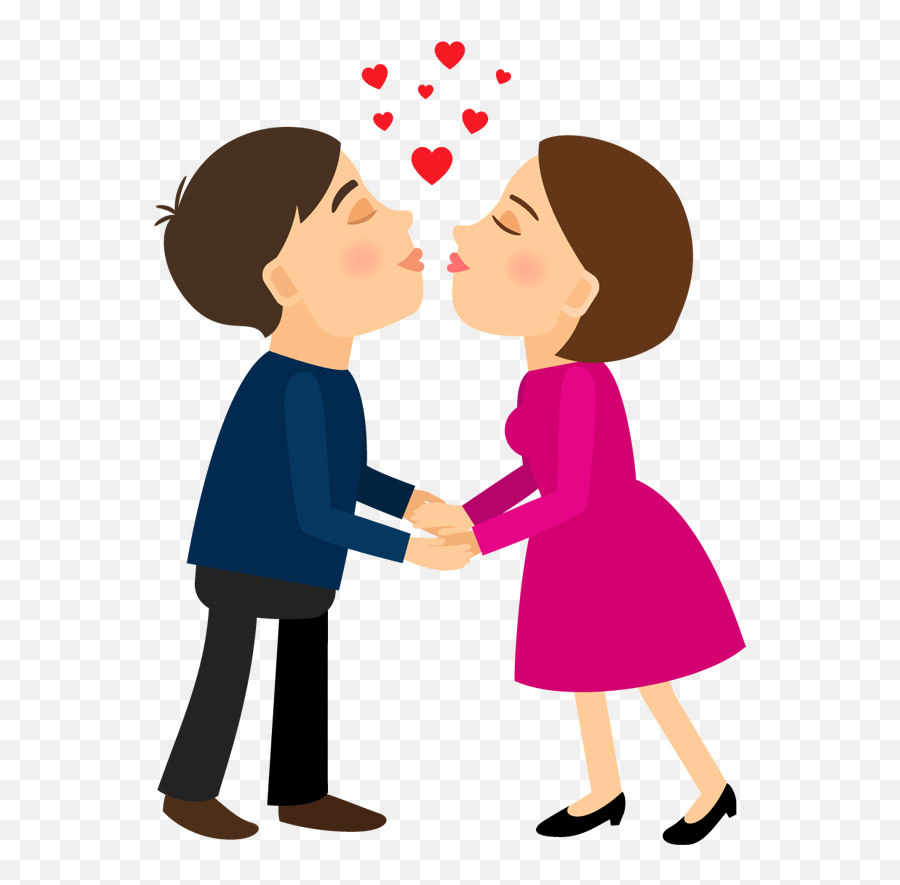 Cartoon Kissing Couple Png Clipart - Couple Kiss Cartoon Png Emoji,Hand And Kiss Emoji