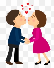 Cartoon Kissing Couple Png Clipart - Couple Kiss Cartoon Png Emoji,Hand And Kiss Emoji