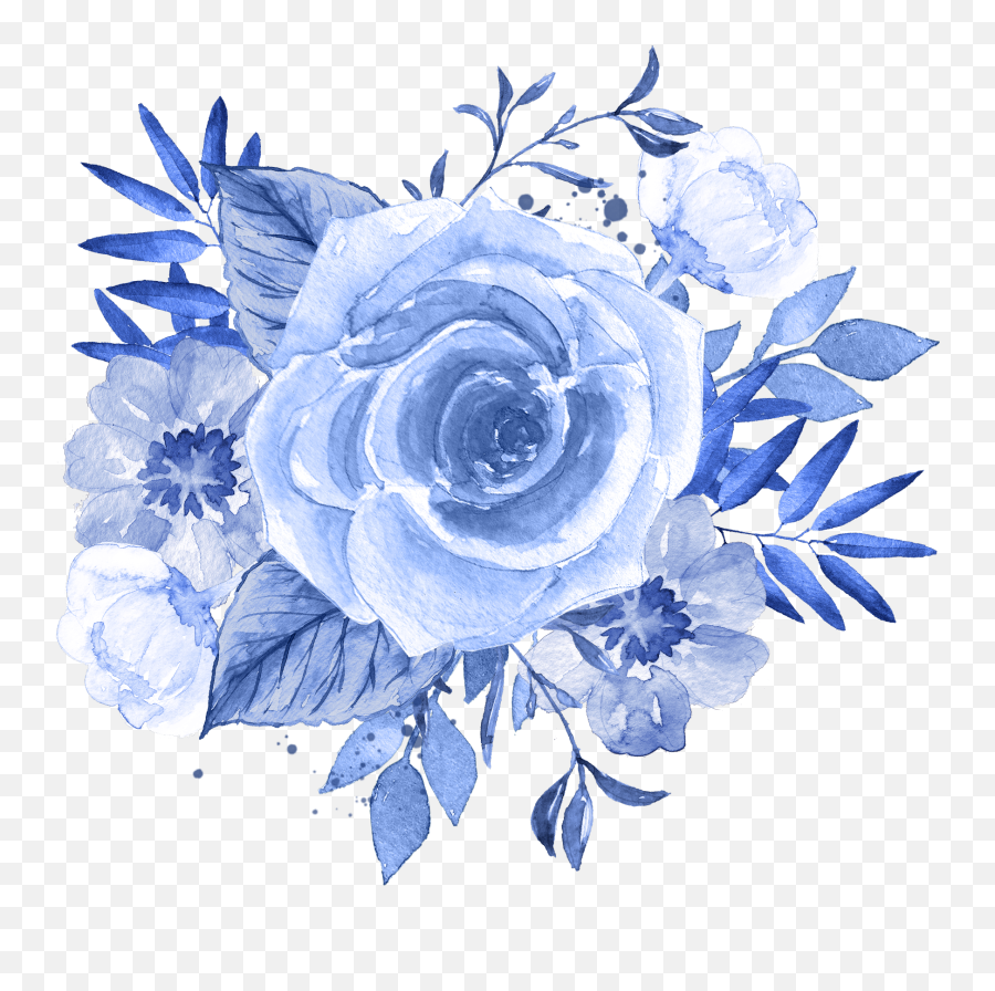 Blue Flower Watercolor Painting Clip Art - Blue Floral Png Emoji,Hispanica Emoji