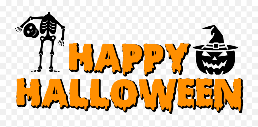 Happy Halloween Skeleton And Pumpkin - Language Emoji,Witch Emoticon Text