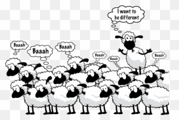 Dont Fit Into Normal Society - Sheep Following Each Other Cartoon Emoji,How To Put Emotion Into My Art