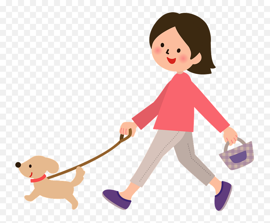Woman Walking Her Dog Clipart Free Download Transparent - Walking Dog Clipart Transparent Emoji,Dog Emoticon Package Download Free