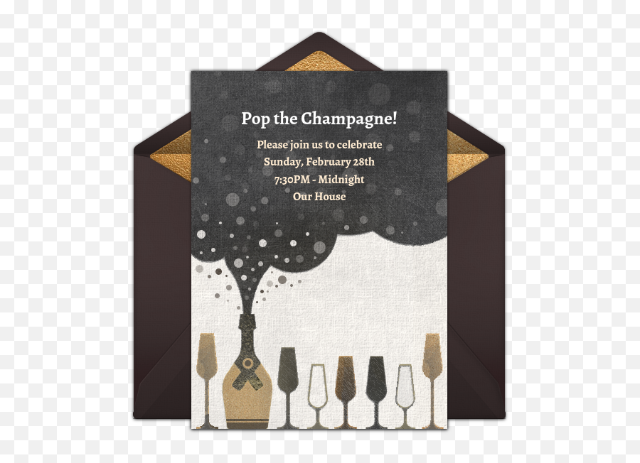 Champagne Bottle Invite Template - Birthday Eve Invites Emoji,Emojis Party Invitations