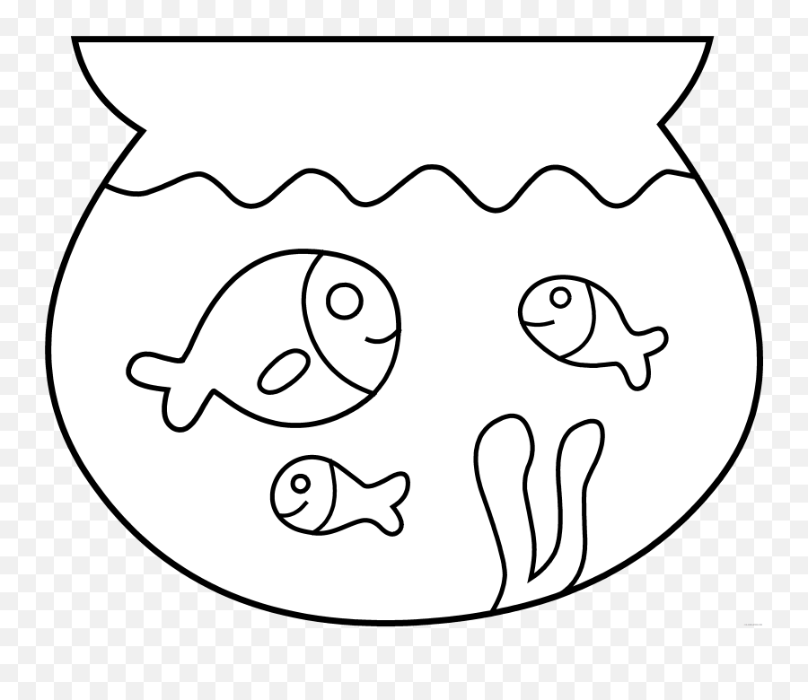 Cute Fish Coloring Pages Cute Fish Black And Printable - Fish In Fish Bowl Clipart Black And White Emoji,Emoji Color Pages