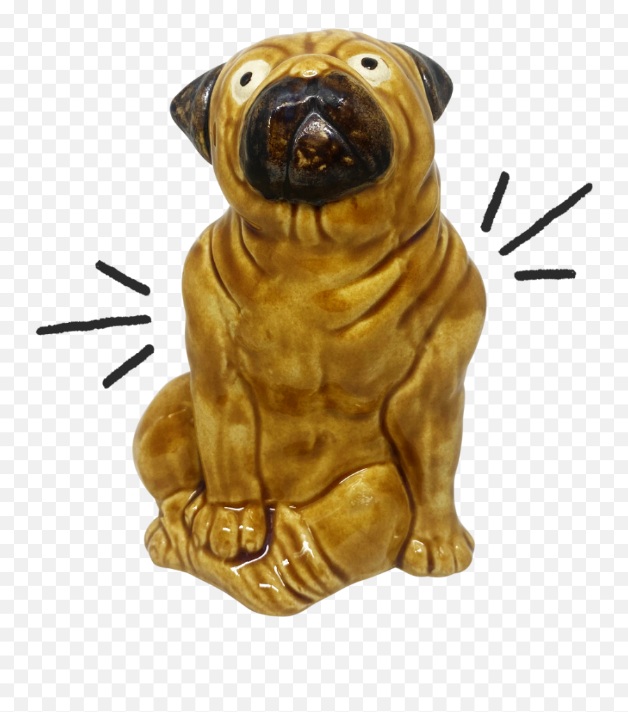 Lounging Pug Ceramic Emoji,Bookshelf Emoji