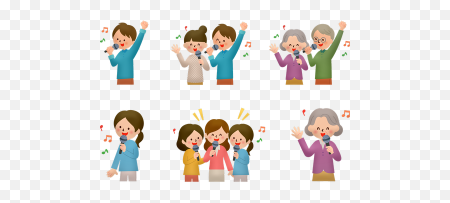 Sing Public Domain Image Search - Dia De La Solidaridad Intergeneracional Emoji,Microphone Girl Hand Notes Emoji