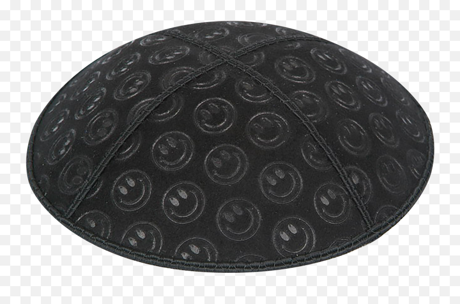 Suede Embossed Smiley Face Kippot - Mat Emoji,Rainbow Colored Winky Face Emoticon