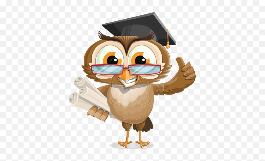 Educational Vector Cartoon Characters - Vector Owl Cartoon Emoji,Animated Emoticons Graduation