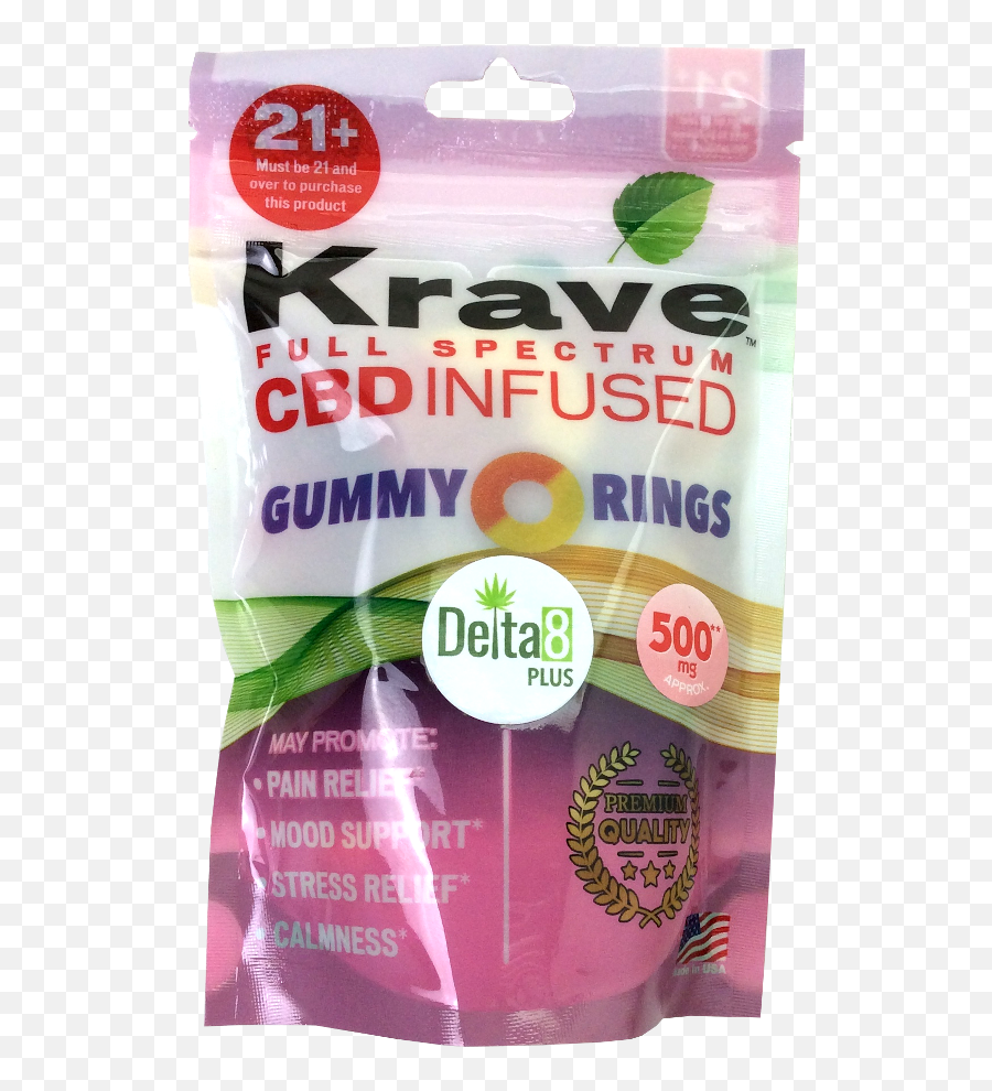 Cbd Krave D8 Infused Gummy Rings 500mg - Food Emoji,Rave Of Emotions And Calmnes