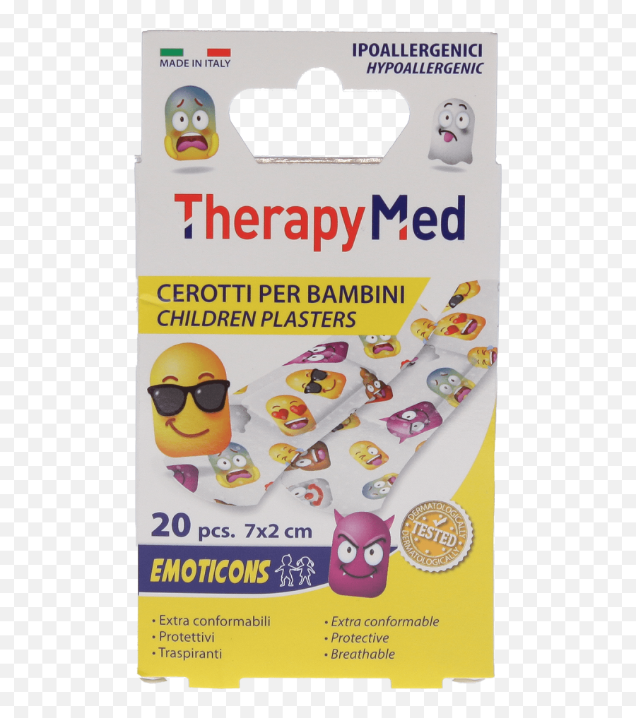 Therapy Med Náplast Hypoalergenní Transparentní Emoticon 20 Ks 7x2 Cm Emoji,Therapy Emoticon