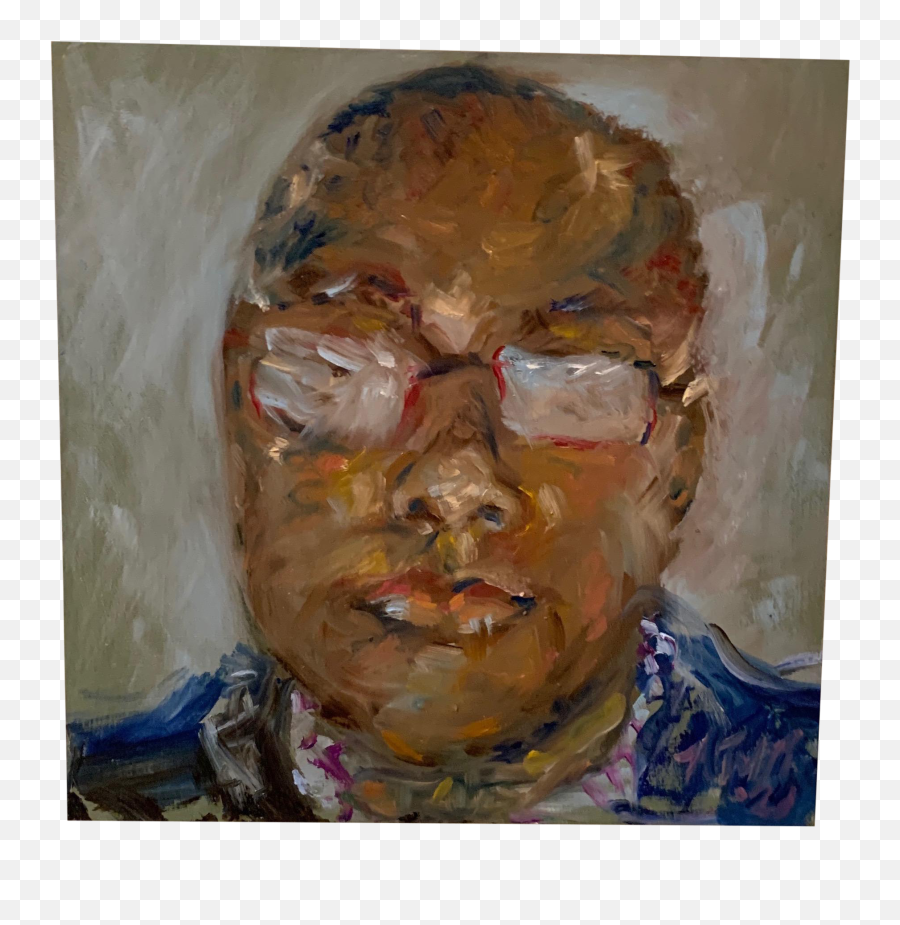 Contemporary Expressionist Style Portrait Of A Man With Glasses Oil Painting - Senior Citizen Emoji,Painting Emotions