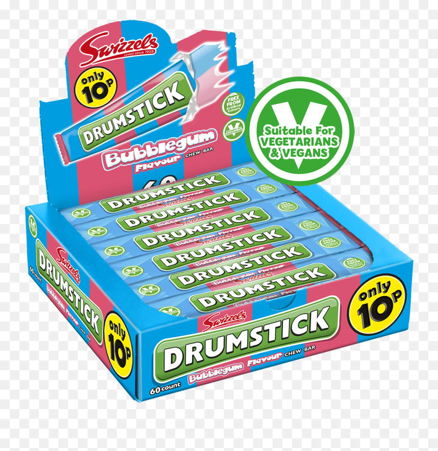 Swizzels 10p Drumstick Bubblegum Chew Bar 18g - Product Label Emoji,Drumsticks Emoji