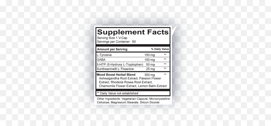 Mood Boost Natural Stress And Anxiety Relief Supplement - Nutrition Facts Label Emoji,Serotonin And Emotions