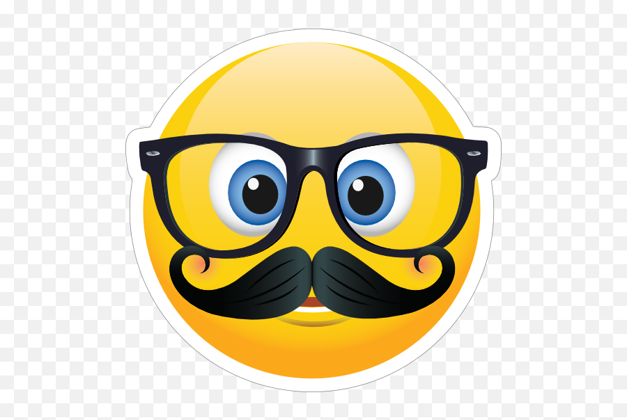 Cute Mustache And Glasses Emoji Sticker - Emoji With Mustache And Glasses,Emoji With Mustache