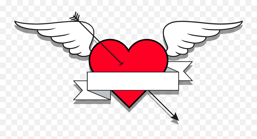 Free Heart Wing Banner Png With - Language Emoji,Wings Emoji Copy And Paste