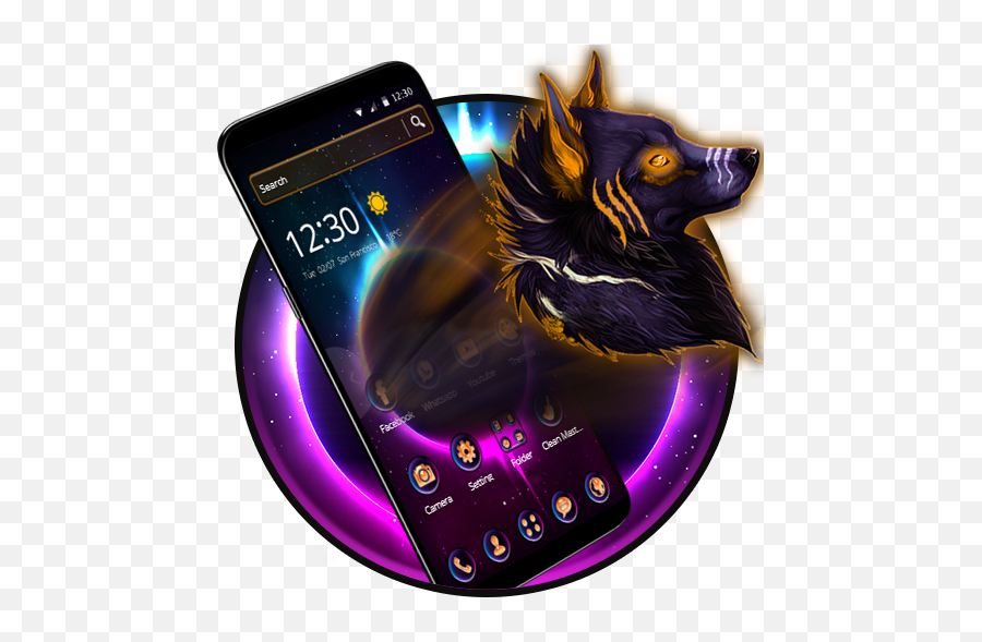 Amazoncom Galaxy Night Sky Wolf 2d Theme Appstore For Android - Galaxy Wolf Night Sky Galaxy Cool Emoji,Galaxy Emojis List