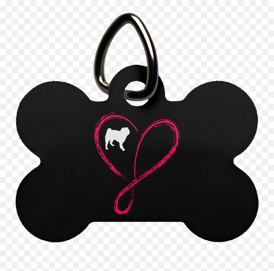 Heart Infinity Pug Dog Bone Pet Tag - Dog Emoji,Emoji Dog Bone