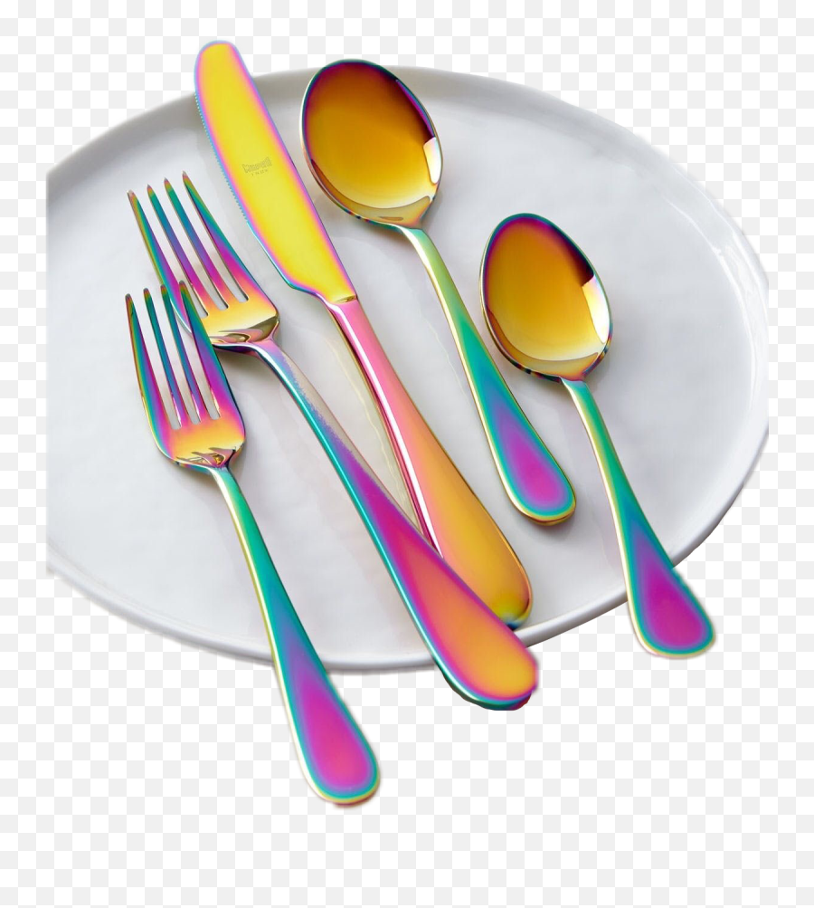 Plate Spoon Knife Fork Unicorn Sticker By Amelie - Oil Spill Spoons Emoji,Fork Emoji