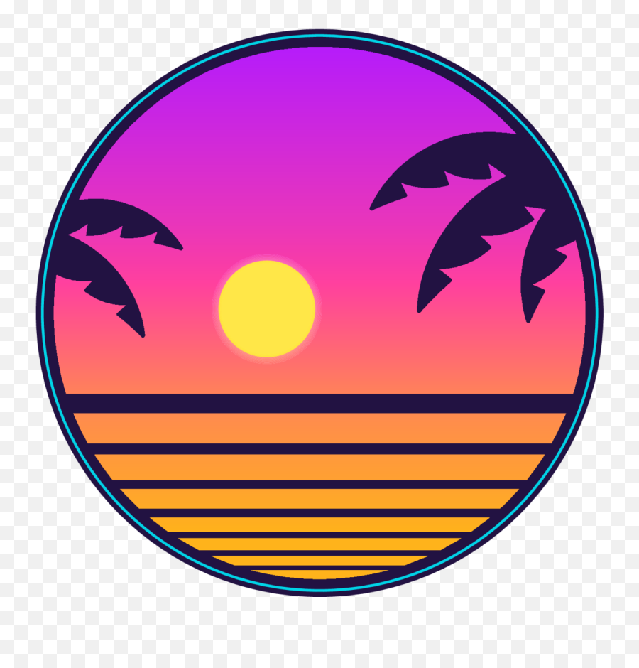 Retro Sunset With Palm Trees Sticker - Transparent Sunset Circle Png Emoji,Palm Tree Book Emoji