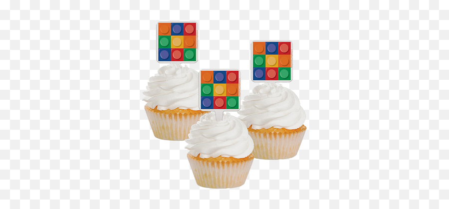 Block Lego Party Cupcake Picks - Baking Cup Emoji,Muffin Emoji