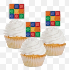 Block Lego Party Cupcake Picks - Baking Cup Emoji,Muffin Emoji