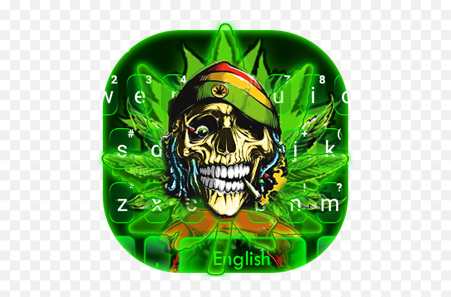 Download Neon Green Weed Skull Keyboard Theme On Pc U0026 Mac - Scary Emoji,Joint Emoji Copy And Paste
