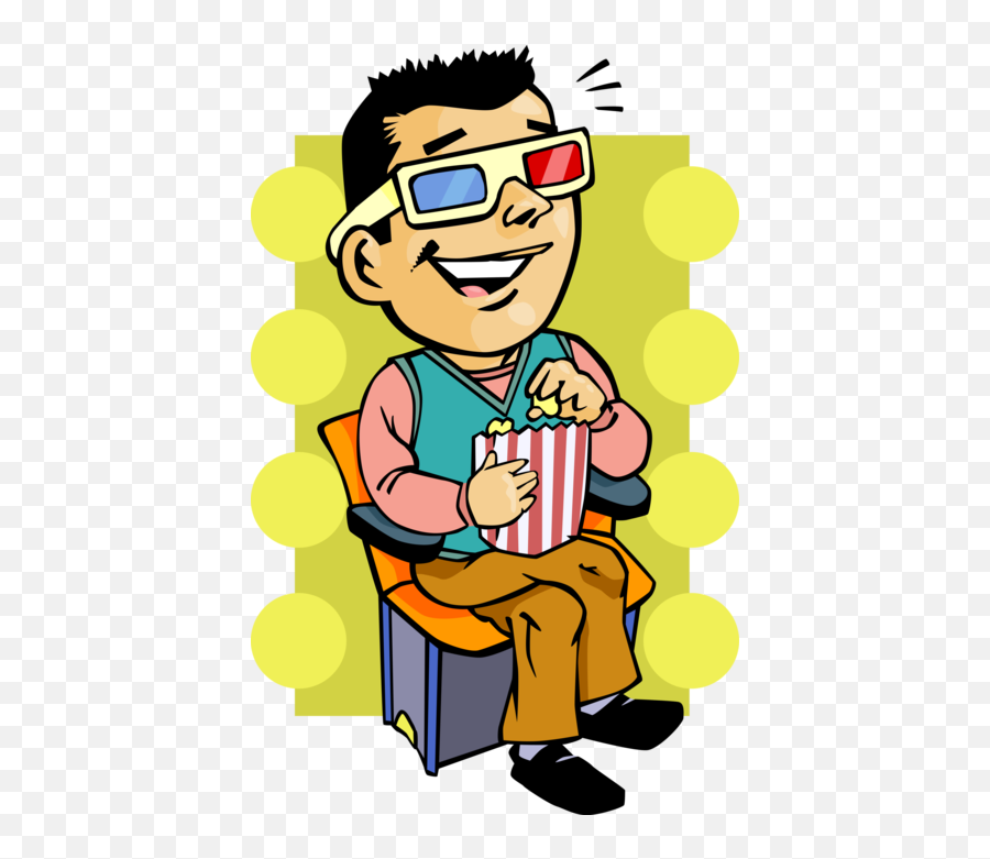 Vector Illustration Of Movie Fan Watches Theatre Or Emoji,Watching You Emoticon Vector