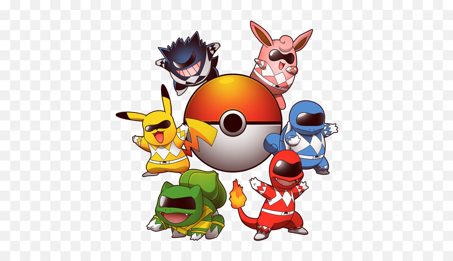 Go Go Poke Rangers Pokemon Crossover Pokemon Cute Pokemon - T Shirt Pokemon Power Rangers Emoji,Pokemon Emotions Meme