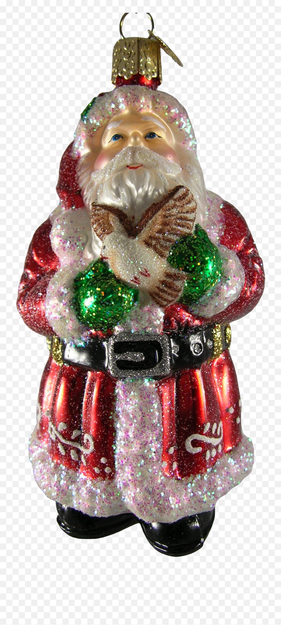 Santa With Peace Dove Ornament - Santa Claus Emoji,Christmas Bracelets Santa Claus Emoji Charms