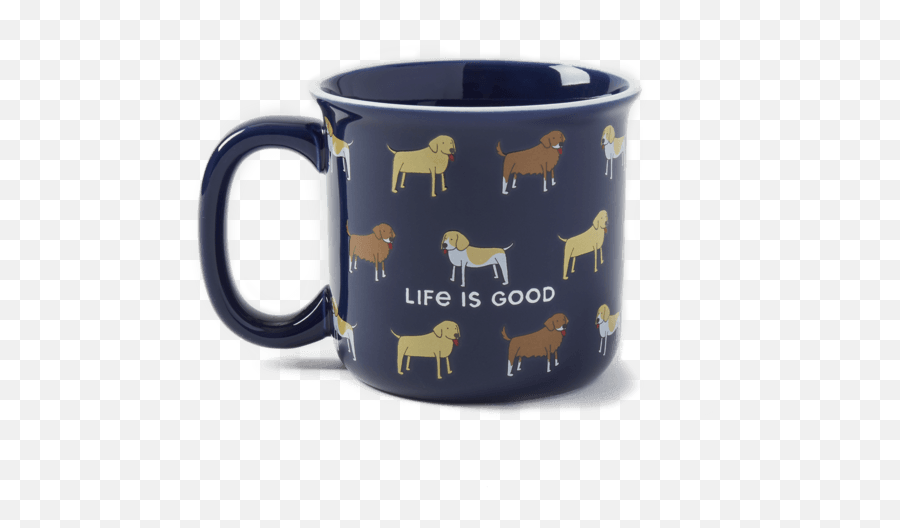 Accessories Lig Dog Print Happy Camper Mug Life Is Good - Serveware Emoji,Dog Dog Heart Emoji Puzzle