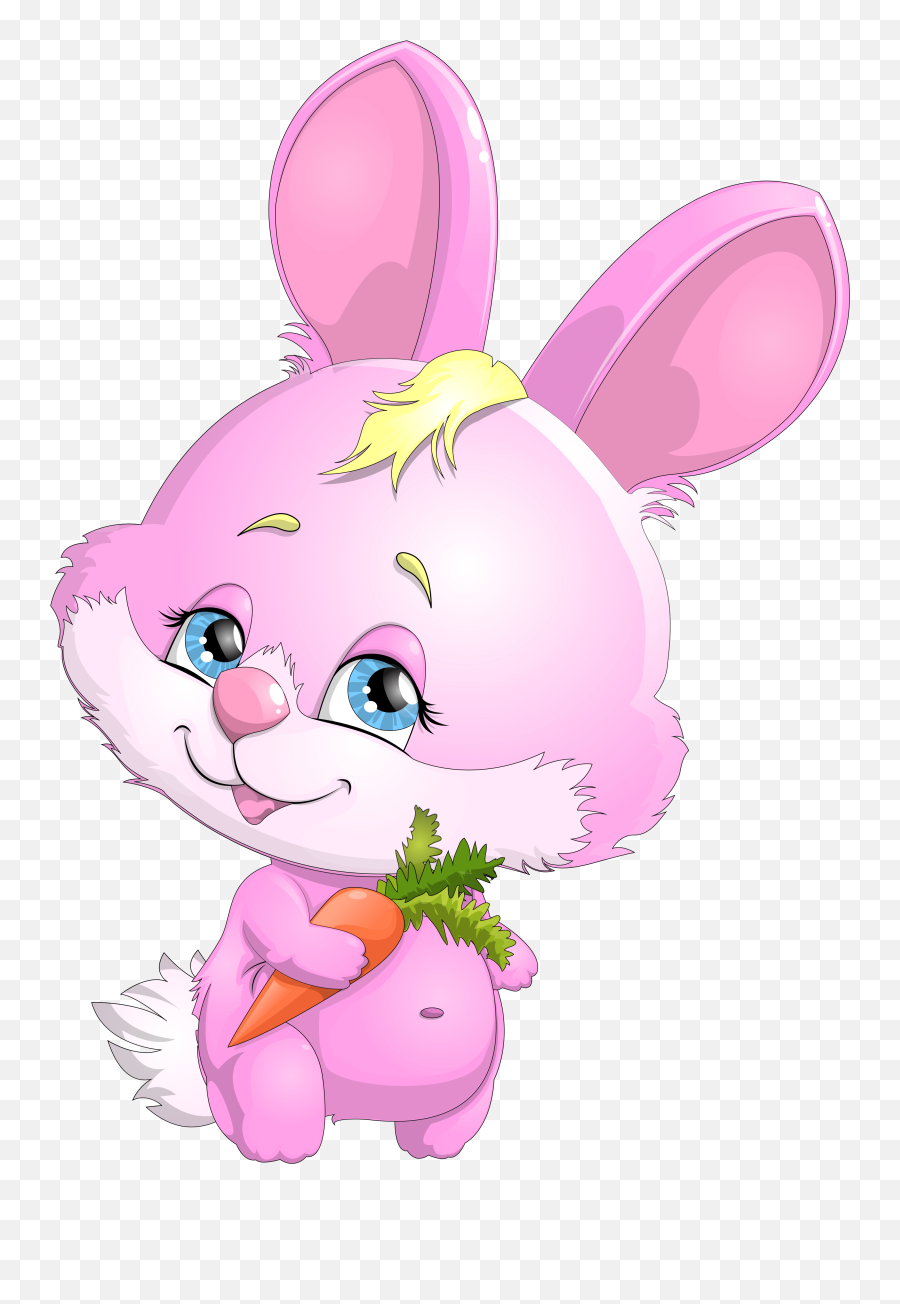 Download Pink Cute Picture With Carrot Rabbit Cuteness - Baby Pink Bunny Cartoon Emoji,Clipart Emoticon Images Cuteness